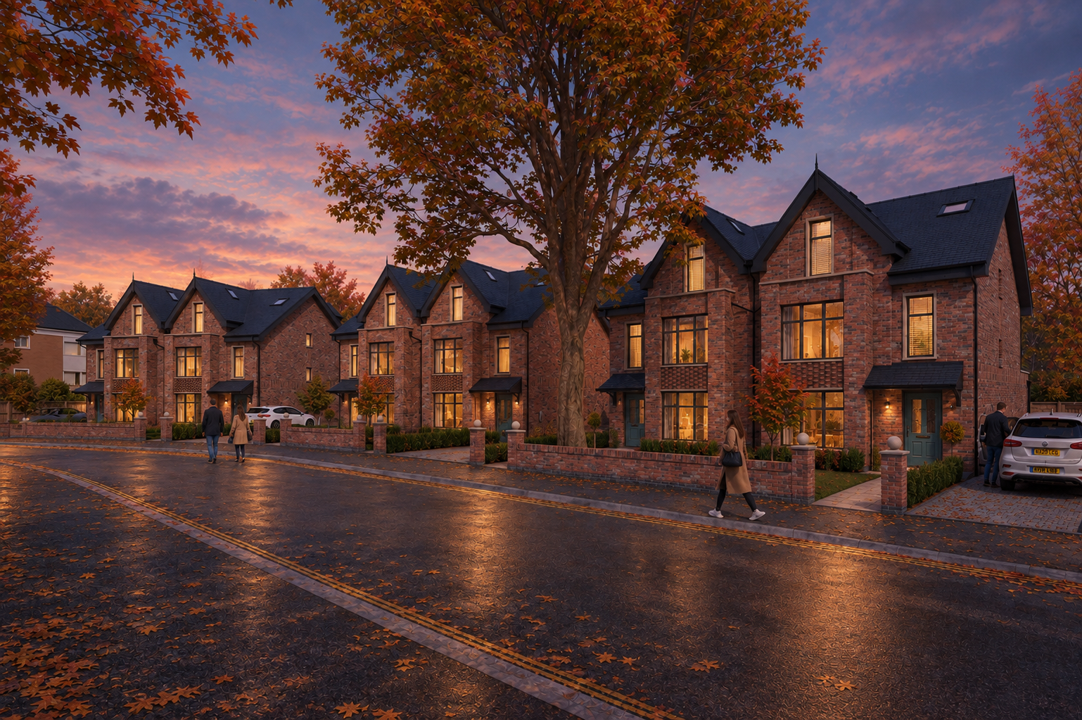 Manor Avenue homes at dusk